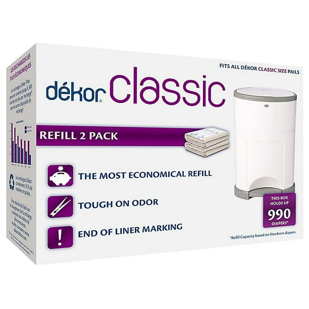 Dekor Classic HandsFree Diaper Pail Refills, 2 Refills