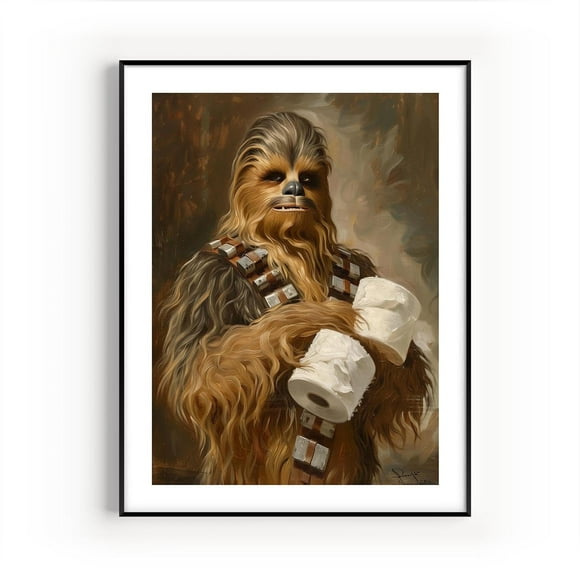 Asdg12s Chewbacca Star Wars Bathroom Art Print - Premium Giclee Fine Art Print - Vintage Painting Style Darth Vader Bathroom Art Wall Décor, Bath Decoration, Ready to Frame