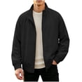 thumbnail image 2 of Solid Color Raglan Sleeves With Elastic Closure Men's Versatile Stand Up Collar Jacket For Daily Use Black L, 2 of 7