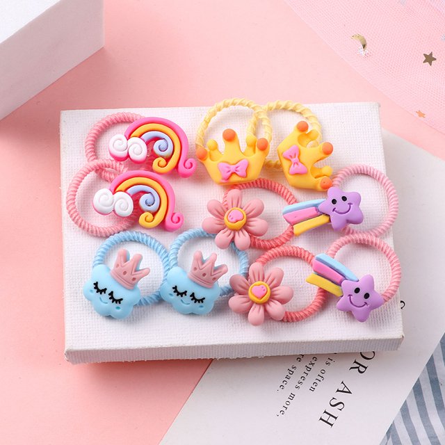 Bandas elásticas para el pelo para niña, accesorios para el cabello, diadema de animales de dibujos animados, adornos para regalo, 10 unidades por Set