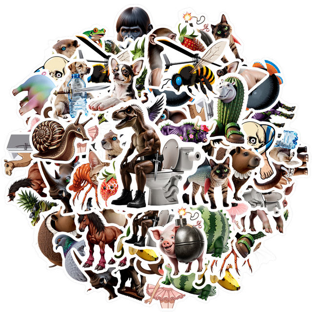 YEZDIX 35 Pcs Autocollants de Dessins Animés d'Animaux pour Ordinateurs Portables Cahiers Valises