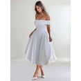 thumbnail image 6 of Women'S Off the Shoulder Cocktail Maxi Dress Sleeveless Casual A Line Elegant Flowy Formal Dresses White S, 6 of 7