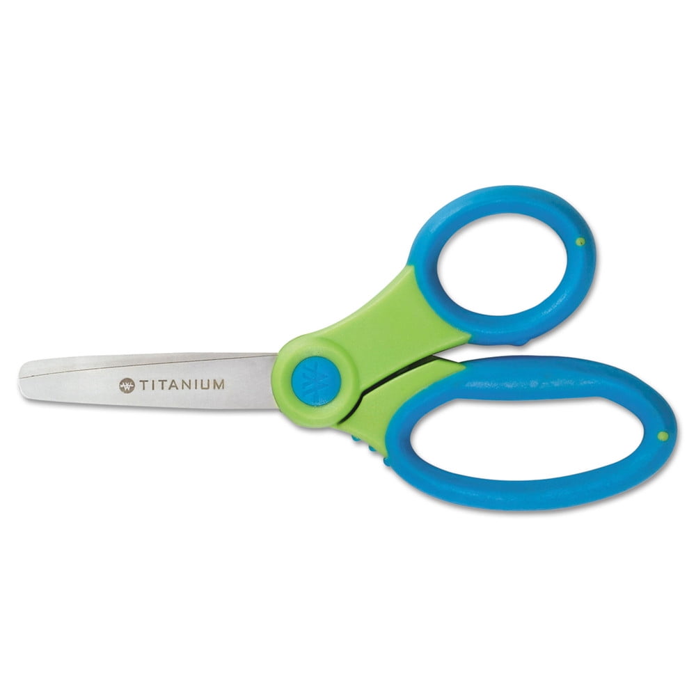 5 in. Long, 2 in. Cut Length, Rounded Tip, Titanium Bonded Kids Scissors - Assorted