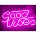thumbnail image 2 of Good Vibes Neon Sign,Pink LED Neon Signs for Wall Decor,USB Powered Light Up Wall Decor for Wall Decor,Bar Decor,Restaurant Decor,Party Decorations, 2 of 8
