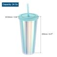thumbnail image 2 of Vaso de acrílico con tapa y popote, tazas de doble pared aisladas de 24 Oz, vasos de viaje iridiscentes para fiestas (Azul), 2 of 6