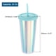 thumbnail image 2 of Vaso de acrílico con tapa y popote, tazas de doble pared aisladas de 24 Oz, vasos de viaje iridiscentes para fiestas (Azul), 2 of 6
