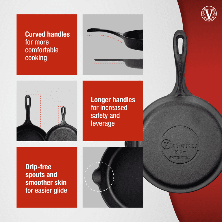 Victoria Victoria Cast Iron Skillet 8, Seasoned in the Cooking Pans &  Skillets department at