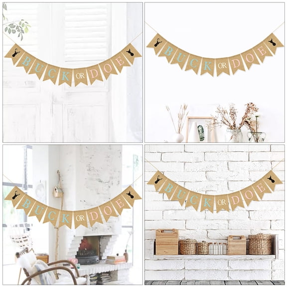 Raindrops Buck or Doe Linen Banner for Baby Shower Party Decoration Easy to Assemble Assorted Color 1pc