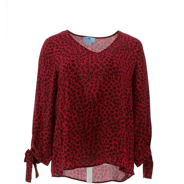 cece leopard tie neck blouse