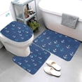 thumbnail image 3 of Bathroom Rugs Sets 3 Piece - ship anchor navyblue cool Absorbent Non Slip Bath Mats, U-Shape Toilet Lid Cover, Contour Mat, Soft Washable Shower Mats Bath Rug Mat for Bathroom Tub Toilet, 3 of 7