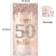 thumbnail image 2 of Banner de puerta para feliz 50 cumpleaños, decoración para mujer, fondo para cartel de puerta de fiesta de 50 cumpleaños en rosa y oro rosa, suministros para posavasos de cumpleaños de cincuenta años, 2 of 5