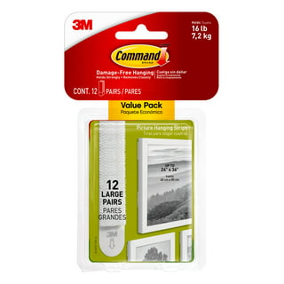 Command Large Picture Hanging Strips, White, Damage Free Hanging, 3 Pairs