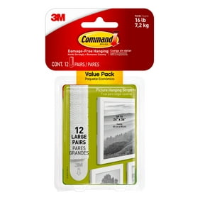 Command Large White Picture Hanging Strips, 12 Pairs