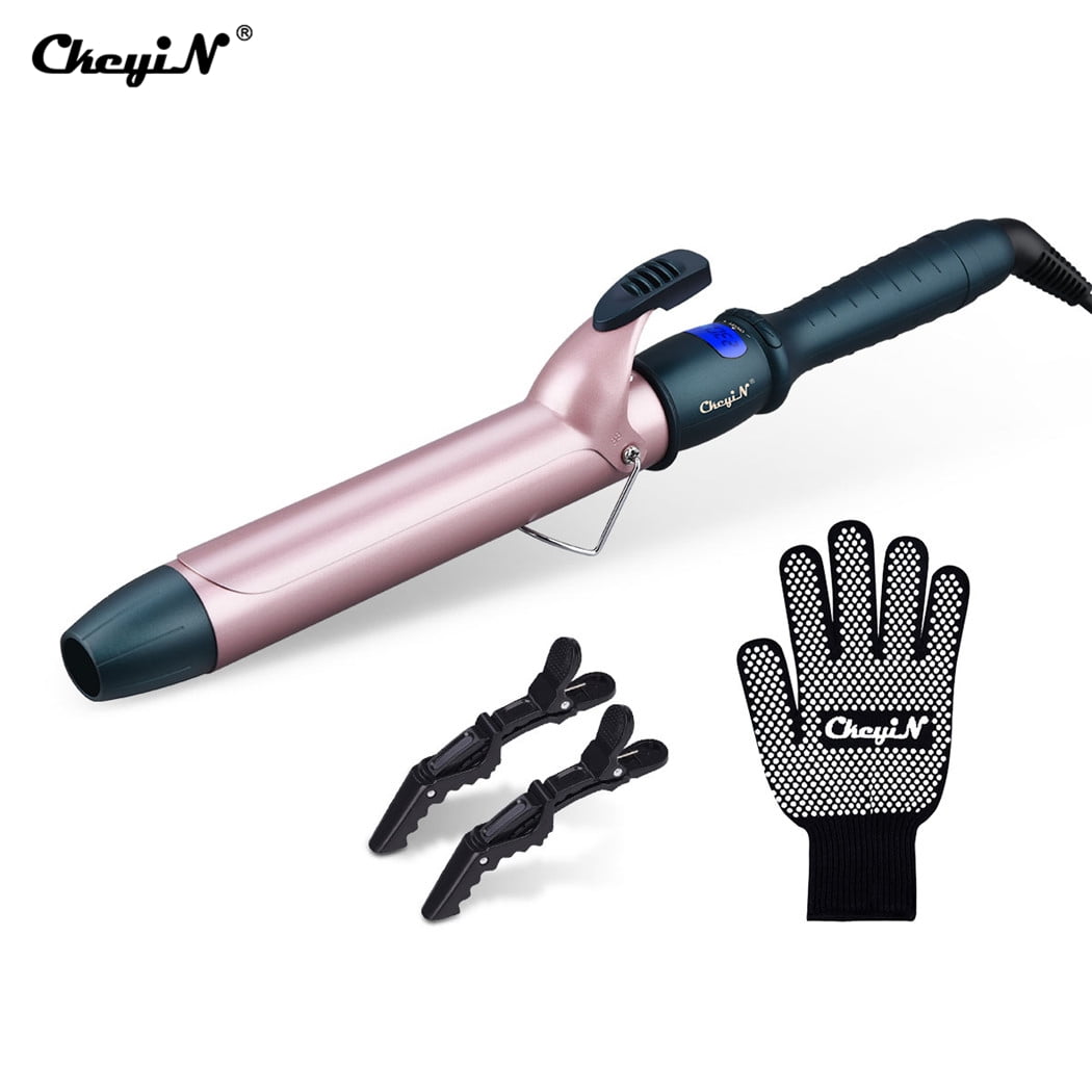 CkeyiN 38mm Curling Iron Professional Hair Curler Ceramic Tourmaline Curl Wand Barrel Curling Wand Iron for Long Short Hair Fast Temperature Glove Walmart