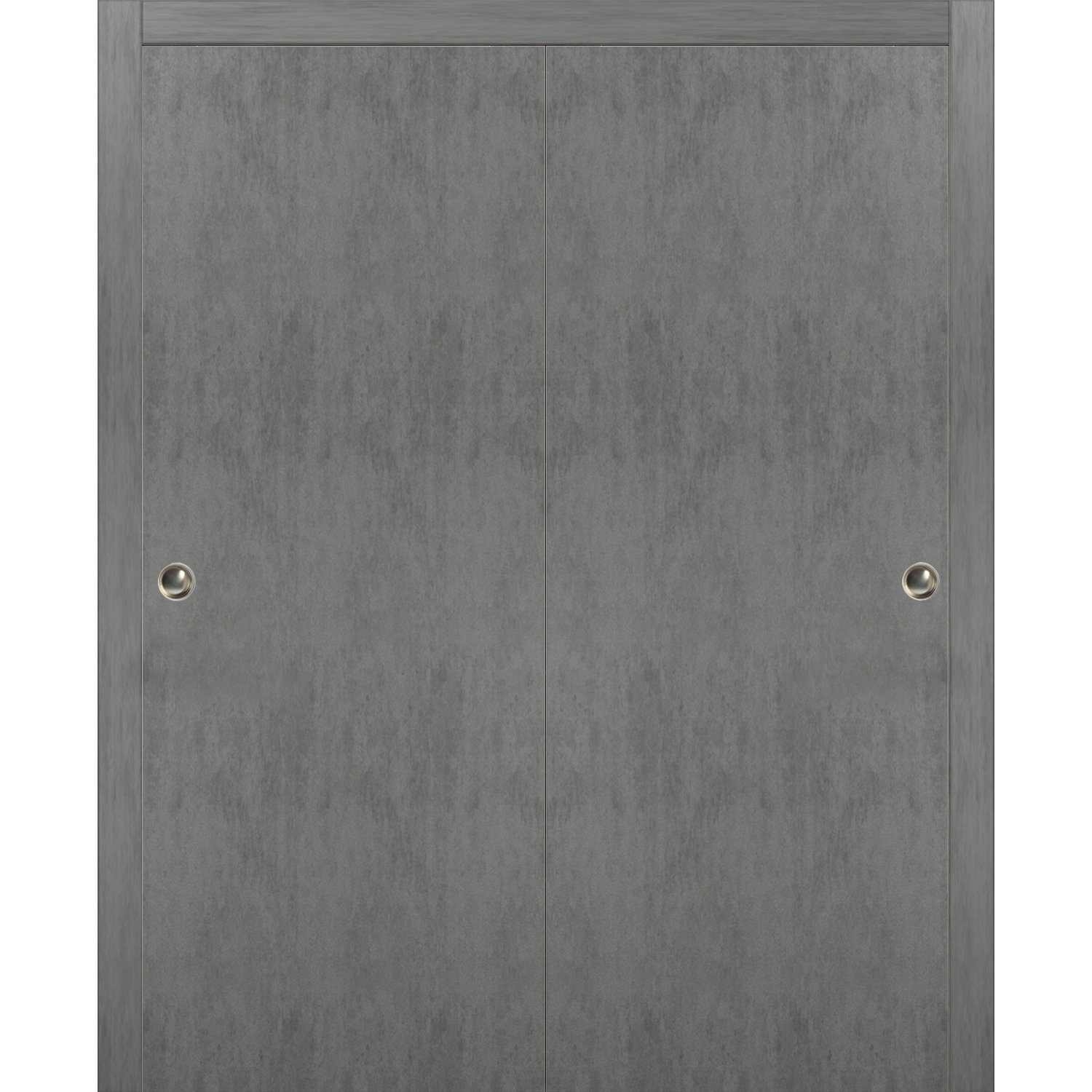 Sliding Closet Bypass Doors 36 x 84 inches | Planum 0010 Concrete | Sturdy Top Mount Rails Moldings Trims Hardware Set | Wood Solid Bedroom Wardrobe Doors - image 1 of 3