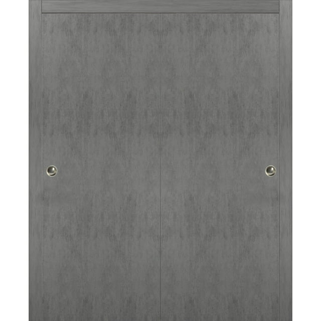 Sliding Closet Bypass Doors 36 x 84 inches | Planum 0010 Concrete | Sturdy Top Mount Rails Moldings Trims Hardware Set | Wood Solid Bedroom Wardrobe Doors