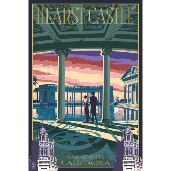 Art.com Hearst Castle - Pool - San Simeon, CA Art Print by Lantern Press, 16" x 24"