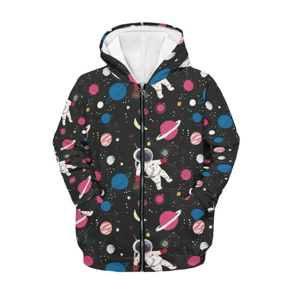 Xoenoiee Astronaut Space Planets Girls Boys Zip-Up Hoodies Kids Fall Winter Warm Sweatshirt Jacket with Pocket Youth Long Sleeve Shirt Top Teen Clothes Outfits, 11-13 Years