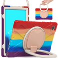 thumbnail image 4 of Colorful Case For Samsung Tab A7 10.4 Inch T500 With Shoulder Strap, Big Adjustable Ring Stand, Shock Protection Cover, 4 of 5