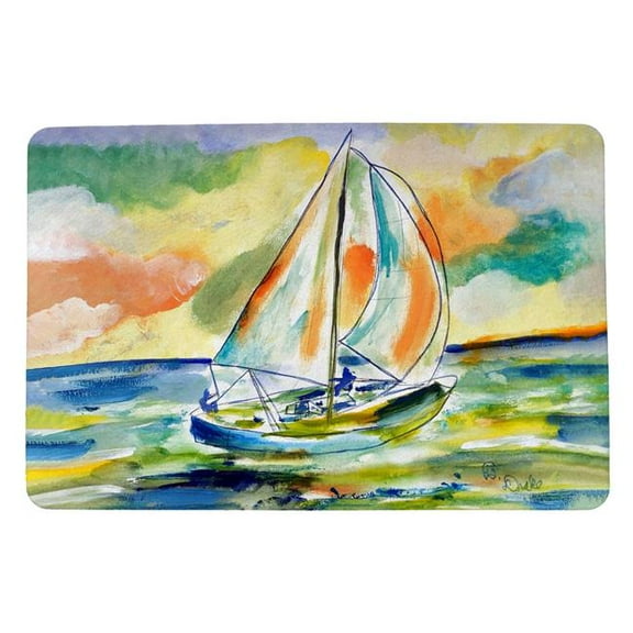 Betsydrake DM1185 18 x 26 in. Orange Sailboat Door Mat Small