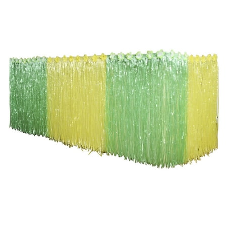 

NUOLUX 276x75CM Hawaiian Party Table Skirt Plastic Desk Skirt for Luau Party Decoration (Yellow and Green)