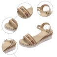 thumbnail image 6 of Rokment Womens Bohemian Ethnic Platform Wedge Sandals 2026 Beach Summer Woven Open Toe Ankle Strap Espadrilles Chunky Heeled Dressy Summer Shoes Red Size 6.5, 6 of 8