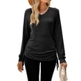 thumbnail image 3 of Female T Shirts Long Sleeve V Neck Basic Tee Casual Loose Fit Soft Fall Tops Outfits Black M, 3 of 10