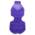 thumbnail image 4 of Jhaoyu Robe de Danse Latine pour Filles avec Strass, Franges, Justaucorps Sans Dos, Violet 14, 4 of 7