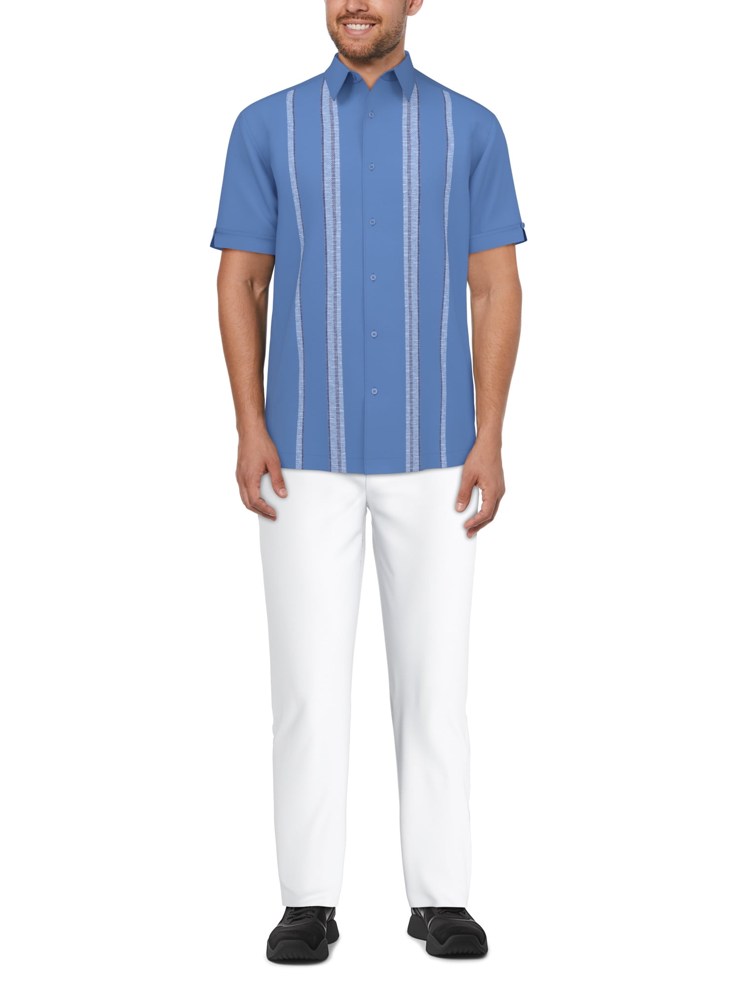 Cafe Luna Men's and Big Men's Stripe Panel Short Sleeve Shirt, Sizes S-5XL