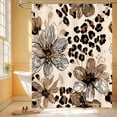 thumbnail image 7 of Leopard Print Floral Shower Curtain, Boho Vintage Flower Neutral Beige Fabric Shower Curtain, Washable Bath Curtain for Bathroom Decor, 60x72 Inches with Hooks, 7 of 7