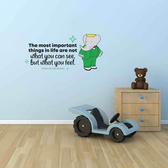 What You Feel Babar Elephant Quote Cartoon Quotes Decors Wall Sticker Art Design Decal for Girls Boys Kids Room Bedroom Nursery Kindergarten Home Decor Stickers Wall Art Vinyl Decoration (20x40 inch)