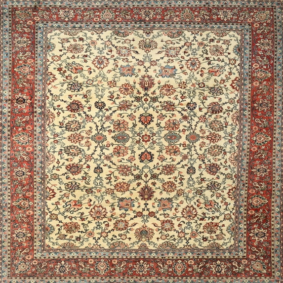 Ahgly Company Machine Washable Indoor Square Traditional Chestnut Brown Area Rugs, 7' Square