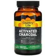 Country Life Activated Charcoal, Coconut, 180 Vegan Capsules (260 mg per Capsule)