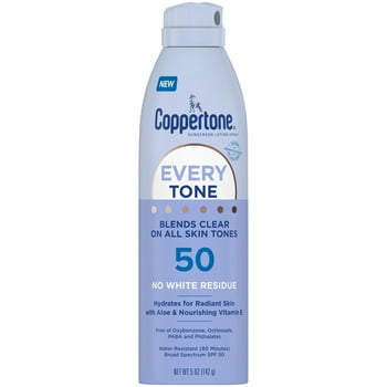 Coppertone Even Tone Sunscreen Spray, SPF 50, 5oz
