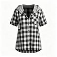 thumbnail image 7 of Setooff Womens Short Sleeve Tops, Hooded Buffalo Plaid Open Shirt, Pocket Loose Plus Size Blouses Casual Outerwear, 7 of 7