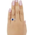 thumbnail image 4 of Two Piece Band Engagement Ring Oval Blue Sapphire CZ 925 Sterling Silver Size 5, 4 of 4