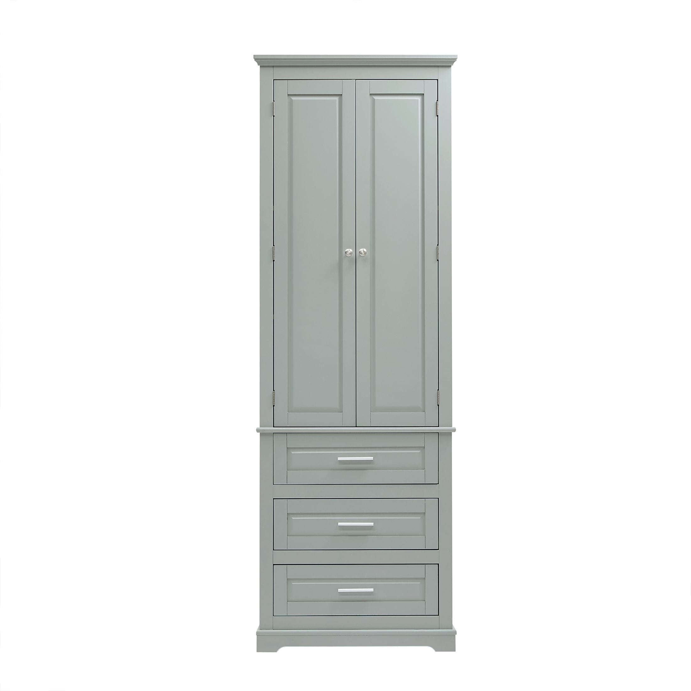DEALTOPS Stylish Spacious Storage Cabinet with 3 Drawers and Adjustable Shelf for Bathroom, Living Room, Gray