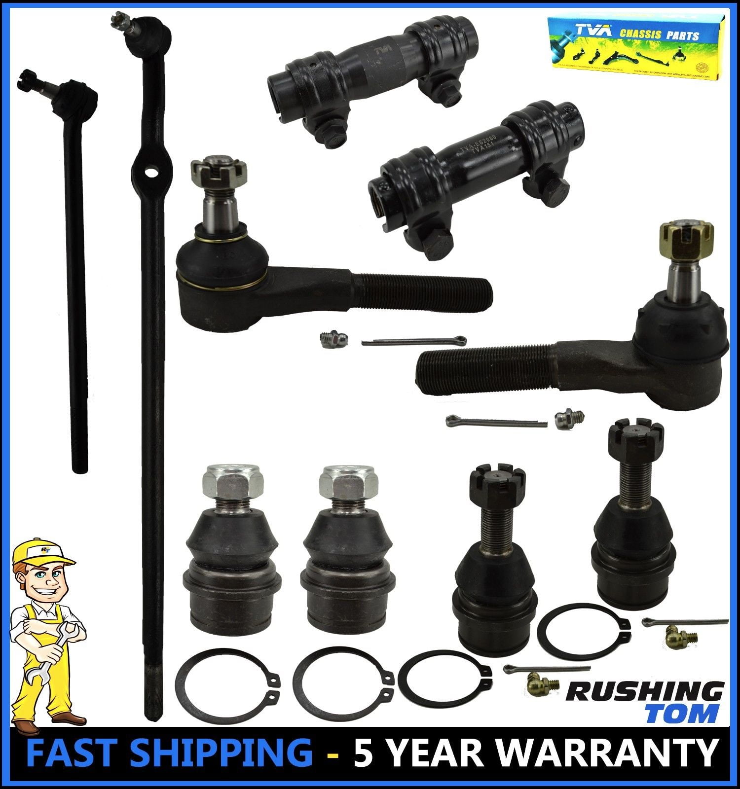 10 Pc Suspension Steering Kit Drag Link Tie Rod Ball Joint F150 Ford