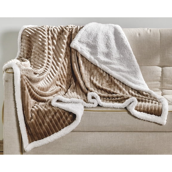 Faith, Hope, Love Home Décor Sherpa Corduroy Throw Blanket (50" x 60") - Taupe