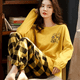 thumbnail image 1 of Pijama de mujer de primavera y otoño de manga larga, traje de otoño e invierno, traje de dos piezas, 1 of 4