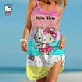 Hello Kitty Print Women's Fashion Dress Midi Summer Sexy Beach Dress