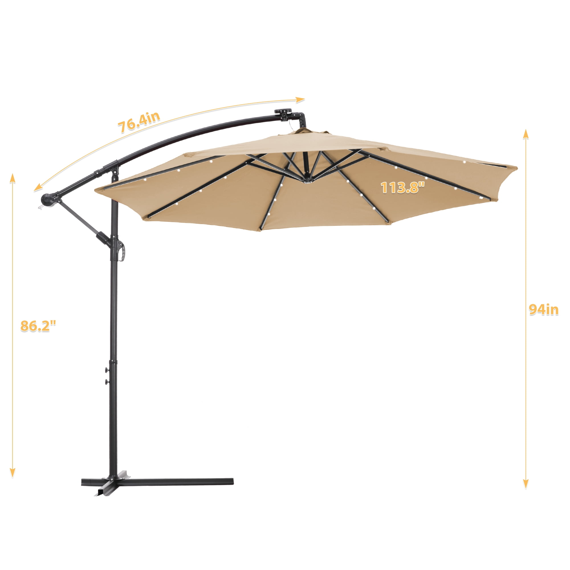 Outdoor Umbrella With Led Lights 11ft Solar Led Offset Patio Umbrella Hanging Cantilever Market Patio Umbrella W Crank Cross Base Easy Tilt Backyard Offset Umbrella For Garden Pool Walmart Com Walmart Com