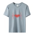 thumbnail image 3 of Grande Vente!! T-Shirts de la Saint-Valentin pour Femmes Mignon Cœur Graphique T-Shirt Cadeaux de la Saint-Valentin Tee Décontracté Cœurs Manches Courtes Hauts Femmes Col Rond Manches Courtes T-Shirt Imprimé Amour Gris m, 3 of 3