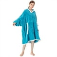thumbnail image 6 of Catalonia Hooded Blanket for Women - Cozy Oversized Sherpa Fleece Sweatshirt Blanket with Sleeves and Huge Pockets,Gifts for Adult teen Men,BLUE, 6 of 6