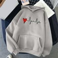 thumbnail image 2 of Up to 60% Off! pstuiky Women's Hoodie, Women Heart Printed Hoodie Long Sleeve Jumper Hoodie Sweatshirt Top Hoodie Drawstring with Pocket Leisure Gray L, 2 of 4