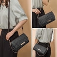thumbnail image 5 of Bolso pequeño cuadrado a cuadros con estampado retro de moda, bolso bandolera versátil con cadena de un solo hombro negro, 5 of 5