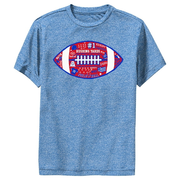 Boy's Lost Gods Football Rushing Yards  Performance Graphic Tee Royal Blue Heather Large