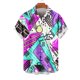 thumbnail image 4 of Blusa y camisa de manga corta con cuello vuelto para hombre, informal, a la moda, con estampado de bolsillo y botones, de poliéster., 4 of 6