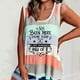 thumbnail image 5 of Moda mujer verano suelta sin mangas colorblock rayas letra impresión camiseta sin mangas Pompotops lopia993455, 5 of 6