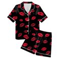 thumbnail image 4 of vigerkar Womens Pajamas Set Short Sleeve Pjs Sets 2 Piece Sleepwear Sets Button Down Shirt with Lounge Shorts Set (Black, L), 4 of 7